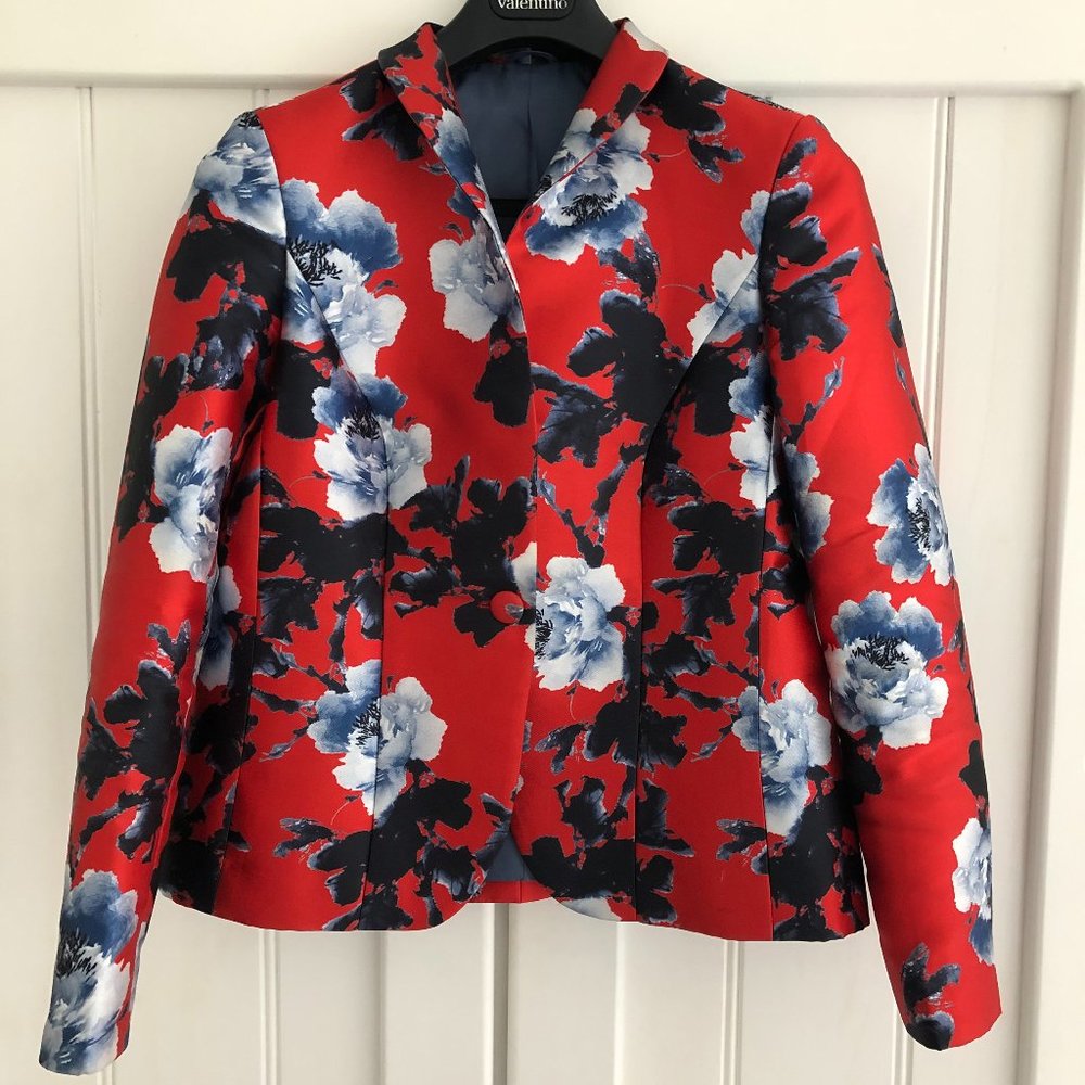 Yaly Couture Size 12 Red Floral Jacket - Picture 2 of 8